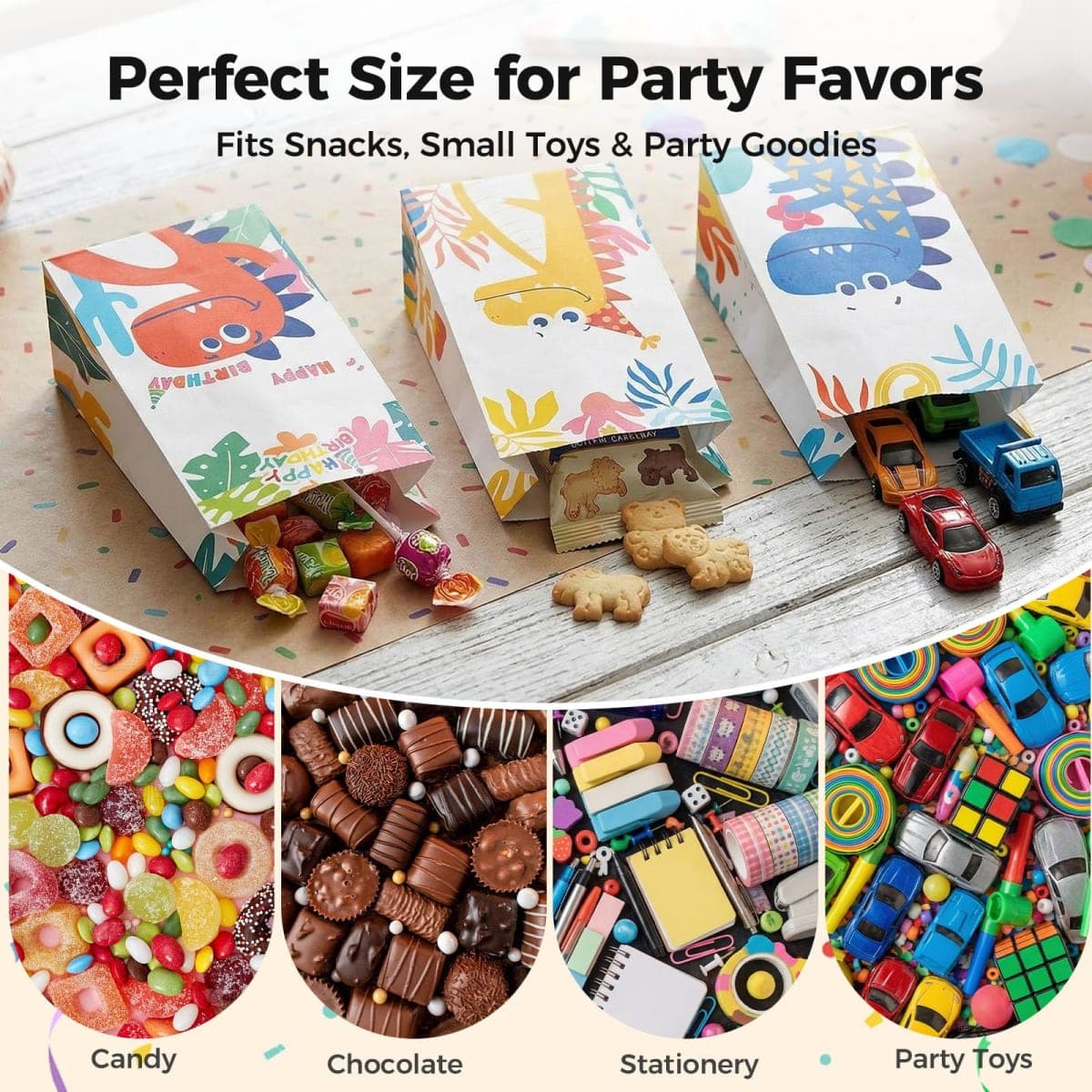 JOHOUSE 24PCS Dinosaur Party Favor Bags, Paper Gift Bags with Stickers Treat Bags Dinosaur Goodie Bags for Birthday Baby Shower thumbnail 4