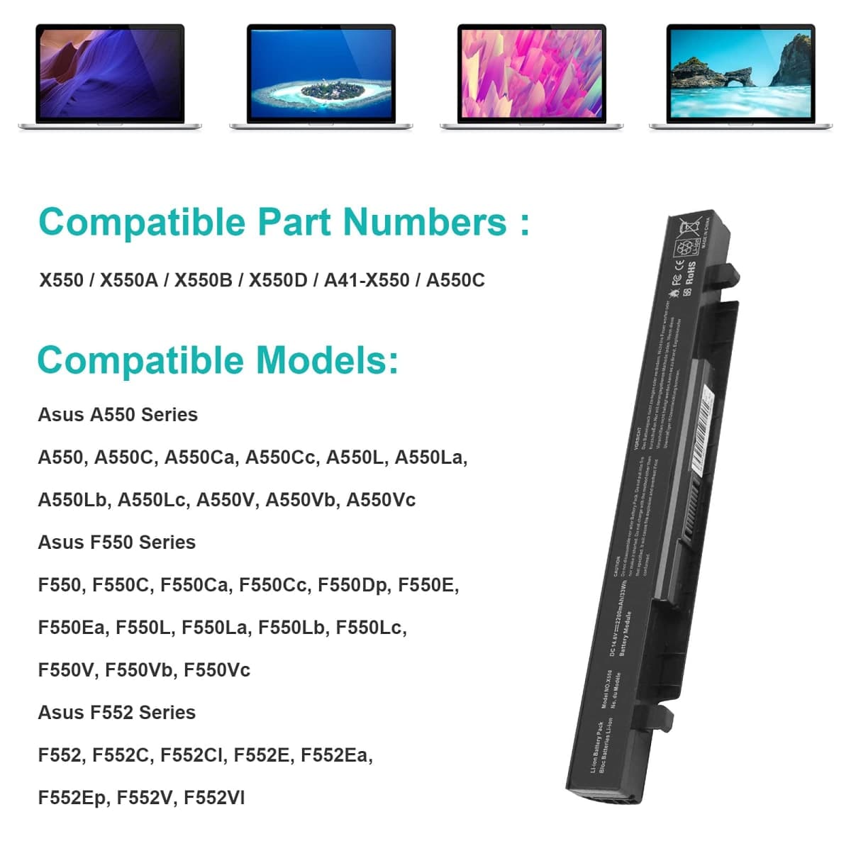 Fancy Buying X550 A41-X550A Laptop Battery for ASUS A41-X550 A450 P550 F550 K550 A550 F552 K450 P450 P550 R409 R510 X452 R510 X450 X550V A450C X550C X550A X550B X550D Y481C Y581C thumbnail 5