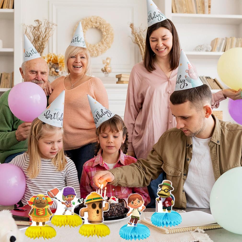 5Pcs Animal-Crossing Party supplies set Animal-Crossing Honeycomb Centerpieces Double Sided Table Topper for birthday party decoration Kids Baby Shower thumbnail 3