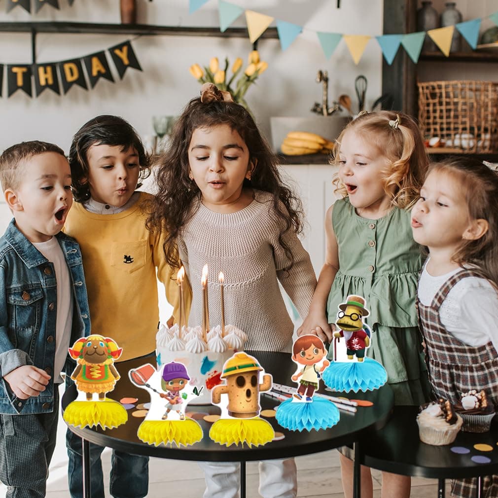 5Pcs Animal-Crossing Party supplies set Animal-Crossing Honeycomb Centerpieces Double Sided Table Topper for birthday party decoration Kids Baby Shower thumbnail 5