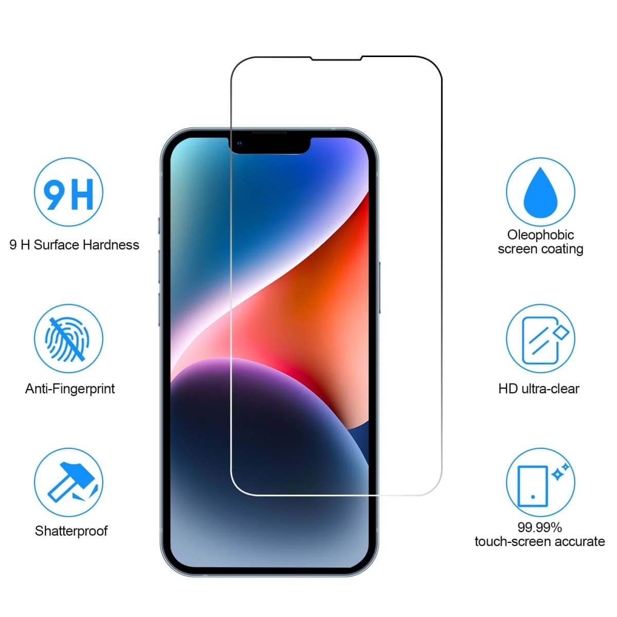 SIBEITU 3 Pack Screen Protector for iPhone 14 with 3 Pack Camera Lens Tempered Glass Protector, 6.1 Inch HD Clear Tempered Glass Film 9H Hardness Full Coverage, Scratch Resistent, No Air Bubbles thumbnail 2
