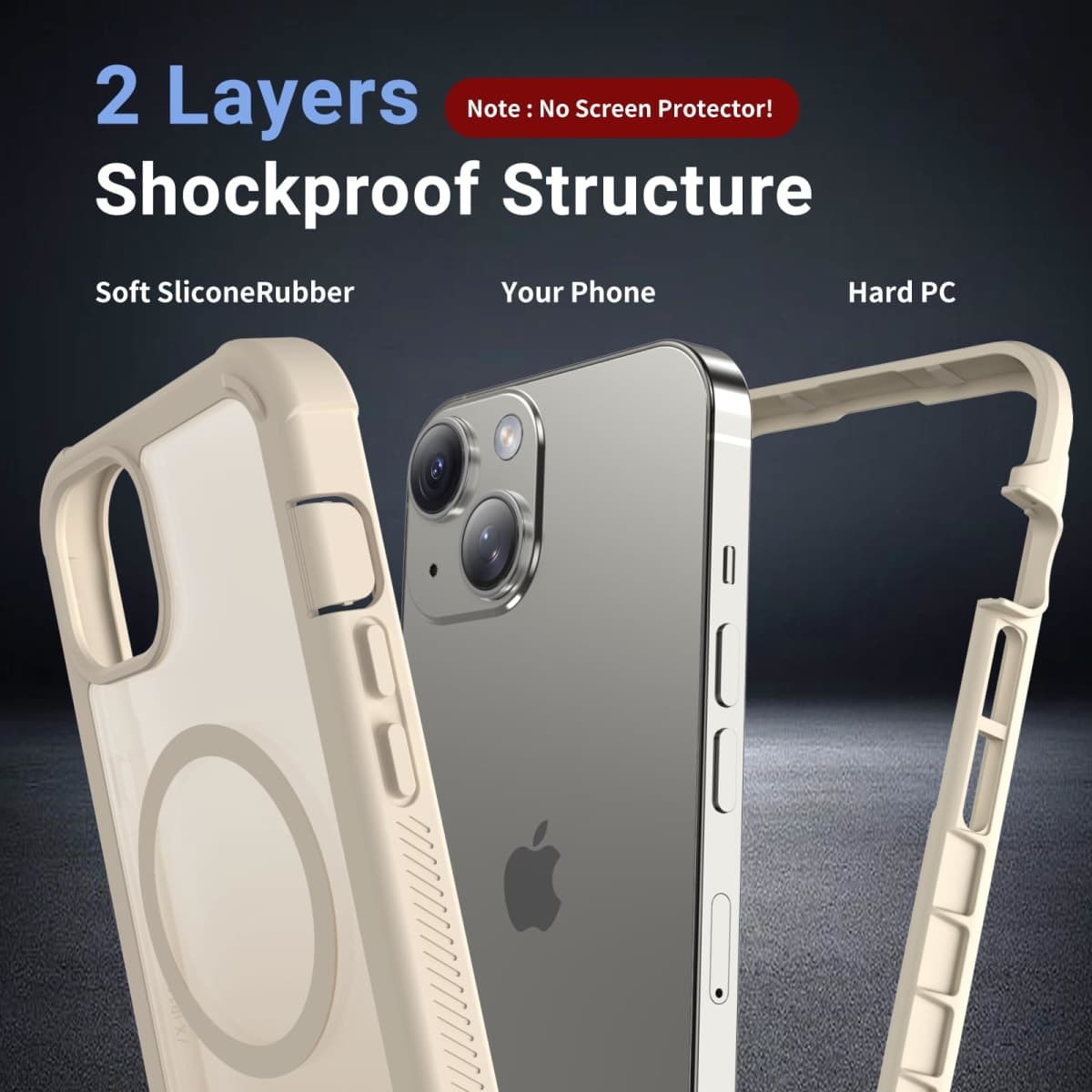 jaroco Magnetic for iPhone 15 Case, [Compatible with MagSafe][Military Grade Drop Protection][Heavy Duty Protection][Non-Slip][Shockproof] 2-Layer Durable Bumper Phone Case 6.1''-Black thumbnail 2