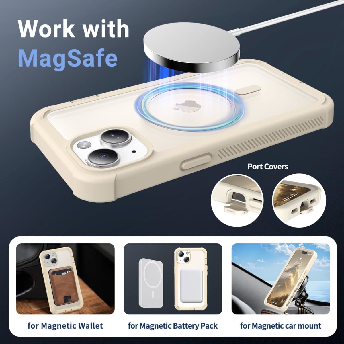 jaroco Magnetic for iPhone 15 Case, [Compatible with MagSafe][Military Grade Drop Protection][Heavy Duty Protection][Non-Slip][Shockproof] 2-Layer Durable Bumper Phone Case 6.1''-Black thumbnail 4
