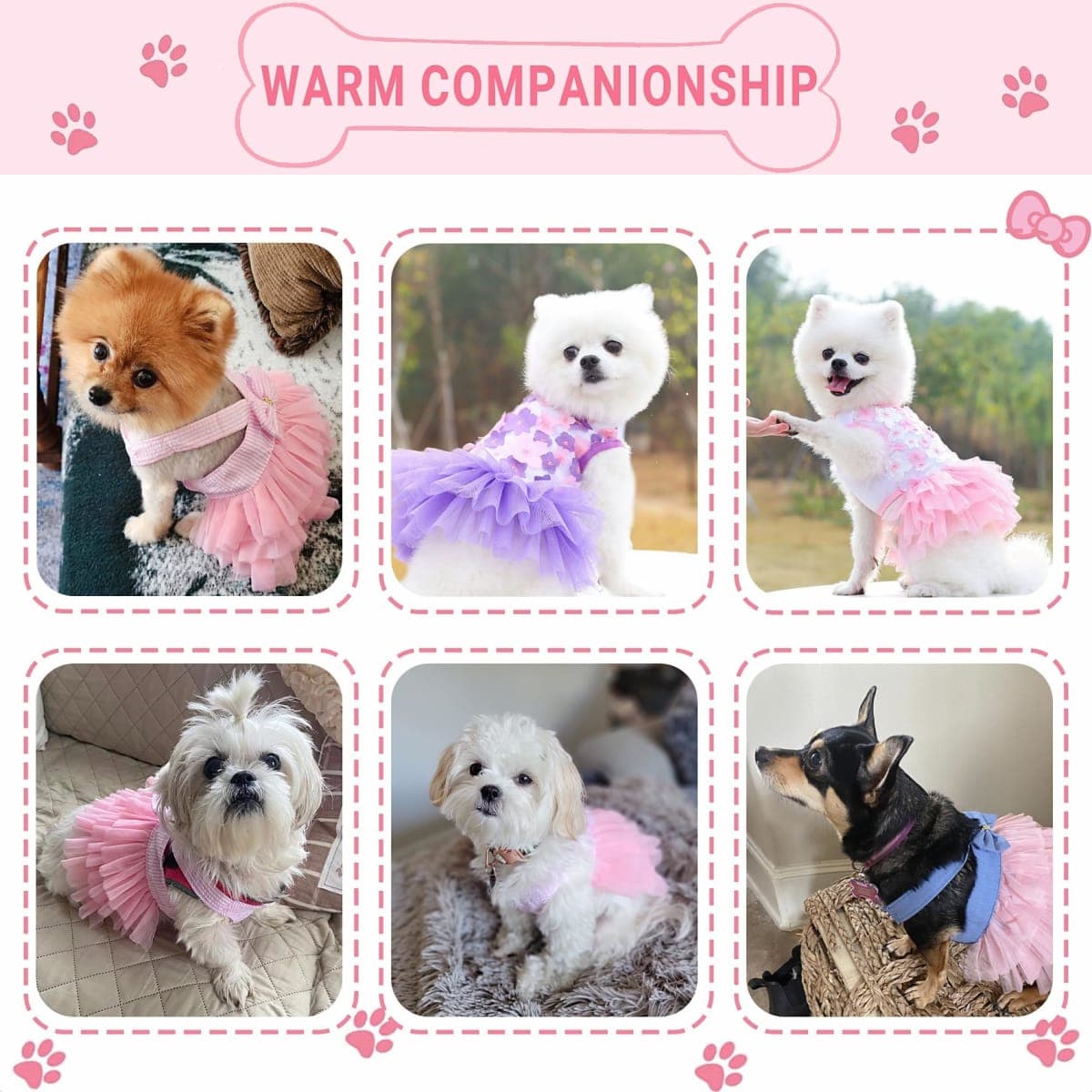Dog Dresses, Fashion Pet Dog Clothes, Striped Mesh Puppy Dog Princess Dresses (Purple/Pink(4pack), Small) thumbnail 4