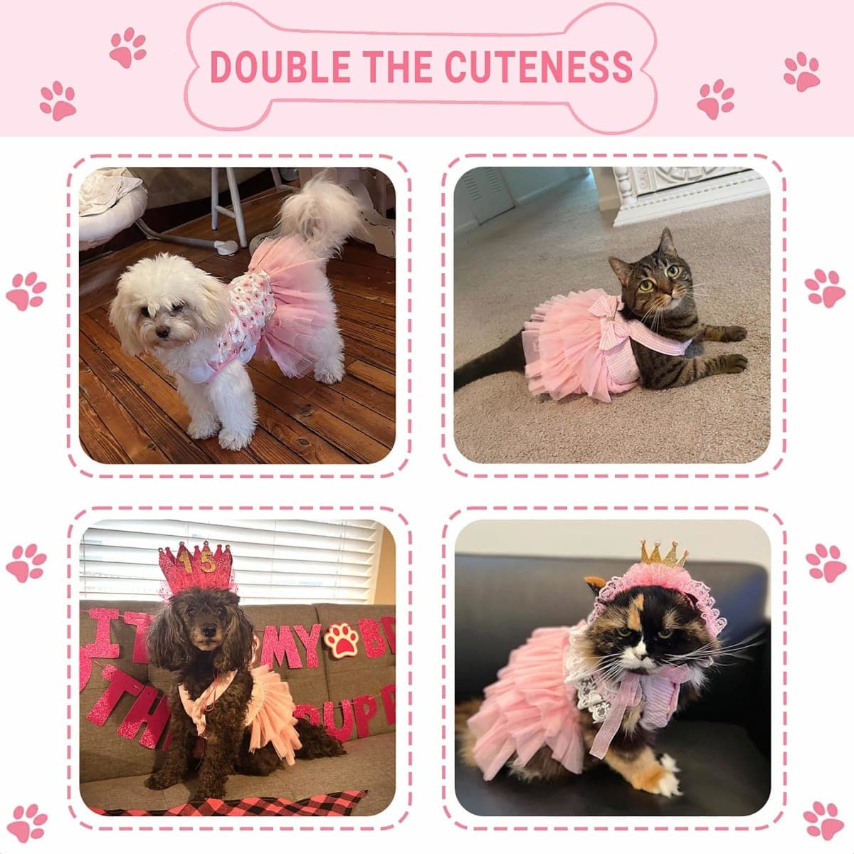 Dog Dresses, Fashion Pet Dog Clothes, Striped Mesh Puppy Dog Princess Dresses (Purple/Pink(4pack), Small) thumbnail 5