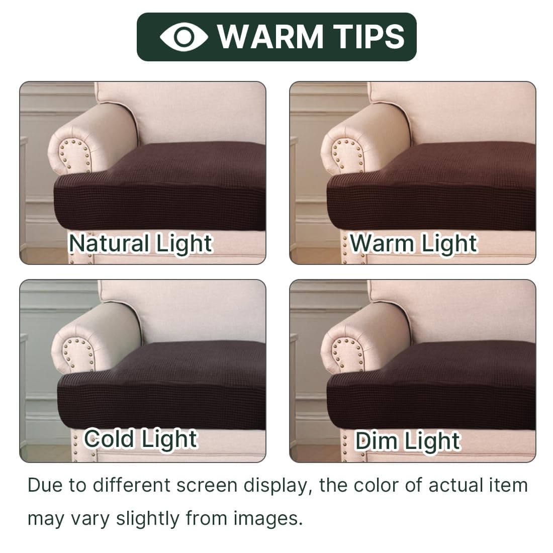 H.VERSAILTEX Stretch 2 Piece T Cushion Sofa Slipcovers Individually Sofa Cushion Covers for 2 Cushion Couch Sofa Seat Cushion Covers with Elastic Bands Featuring Thicker Jacquard Fabric, Chocolate thumbnail 4