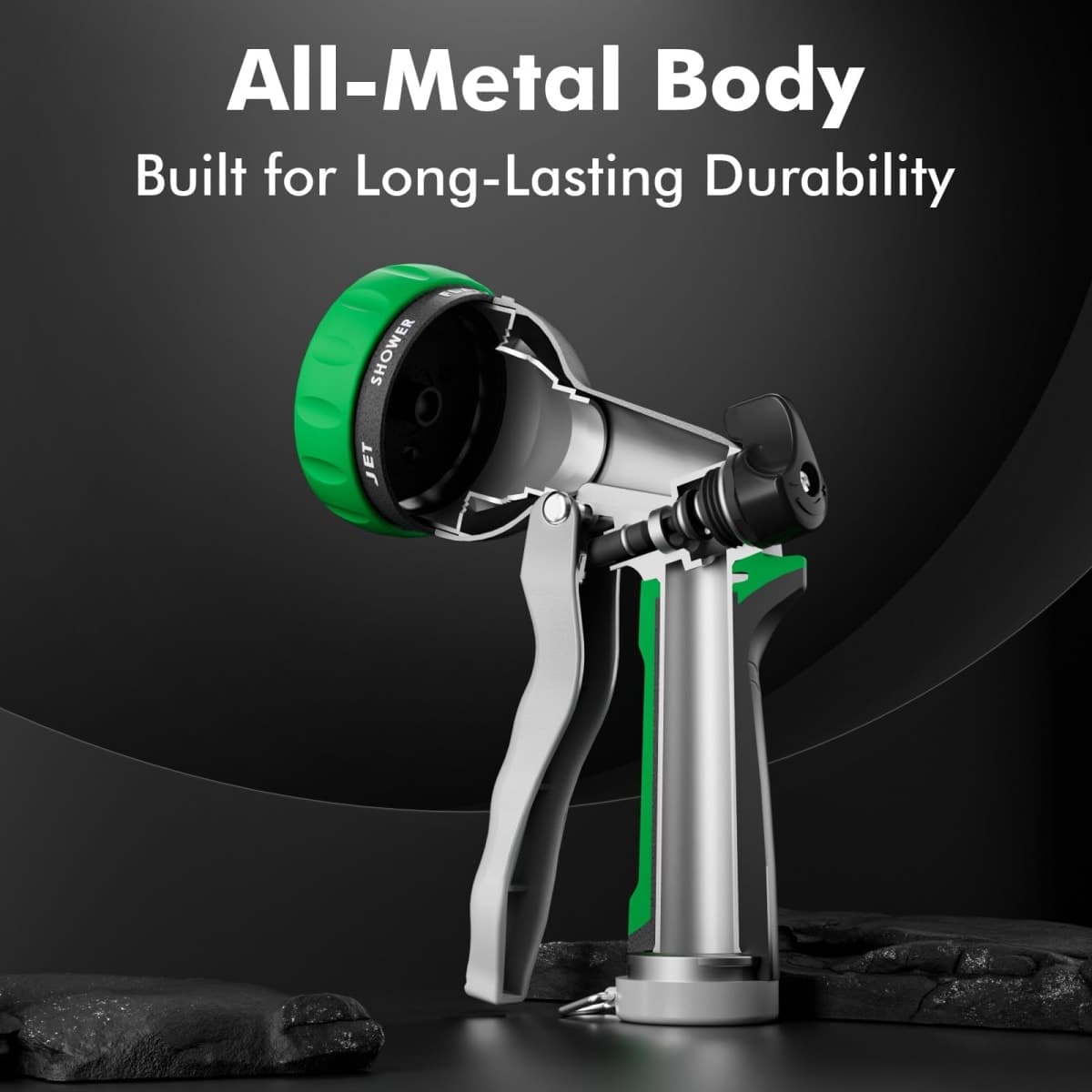 RESTMO Garden Hose Nozzle, Heavy Duty Metal Water Hose Nozzle with 7 Adjustable Spray Patterns, High Pressure Hand Sprayer with Flow Control, Best for Watering Plants & Lawns, Washing Cars & Pets thumbnail 2