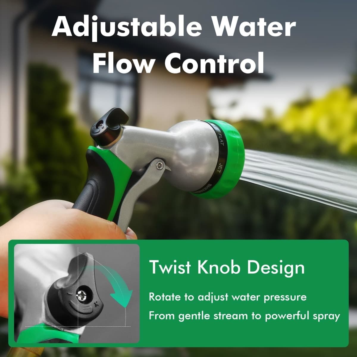 RESTMO Garden Hose Nozzle, Heavy Duty Metal Water Hose Nozzle with 7 Adjustable Spray Patterns, High Pressure Hand Sprayer with Flow Control, Best for Watering Plants & Lawns, Washing Cars & Pets thumbnail 4