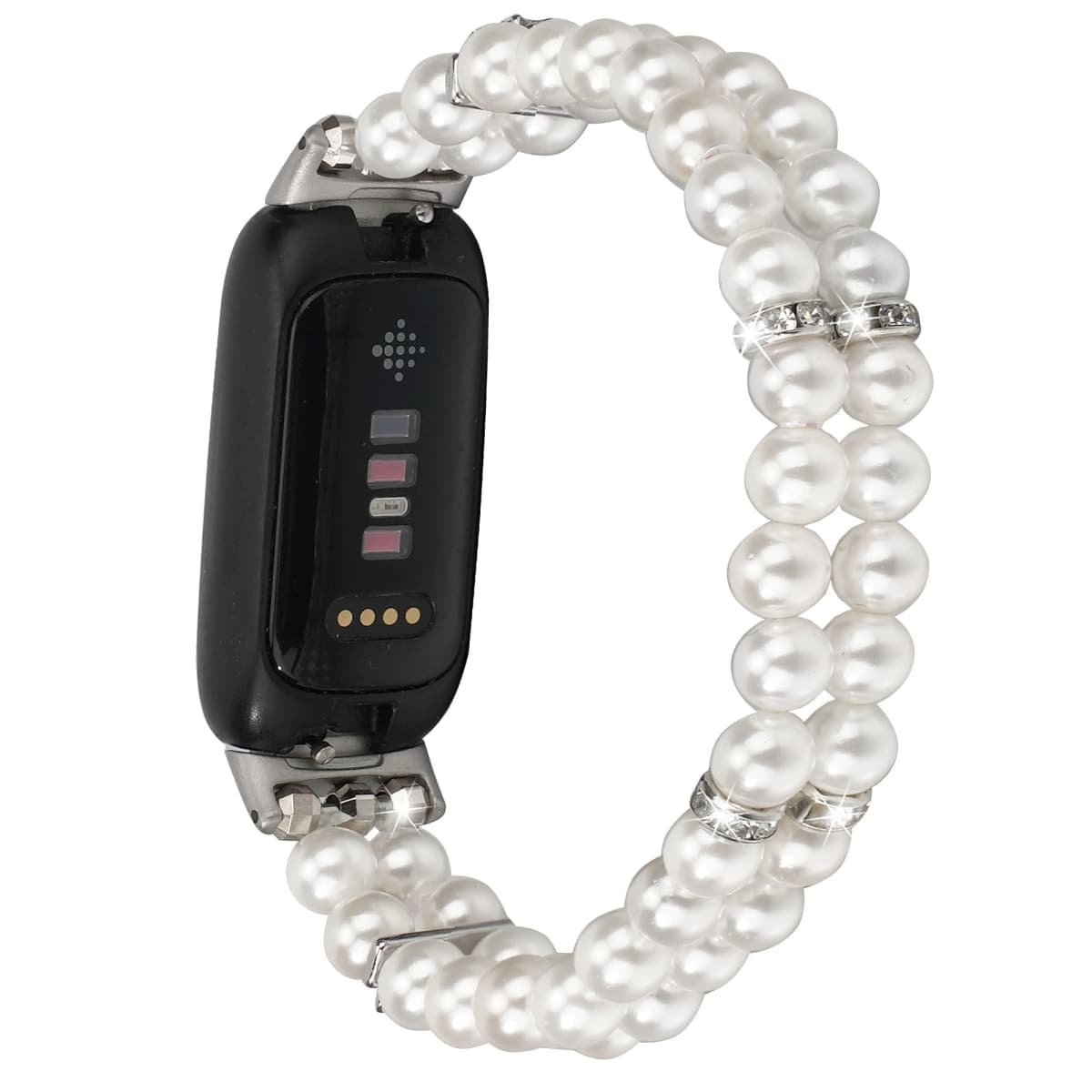 iLVANYA Beaded Bracelet Compatible for Fitbit Inspire 3 for Women,Fashion Handmade Pearl Beads Elastic Stretch Watch Band for Fitbit Inspire 3 Fitness Tracker (Pearl White) thumbnail 2