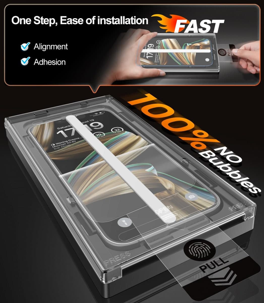 EZ-GLAZ-4 Pack Tempered Glass Screen Protector for iPhone 15 Pro Max/ 15 Plus (6.7 Inch), [Military Grade Shatterproof & Longest Durable] 9H Hardness Scratch Resistant, With Updated Easy Installation thumbnail 2