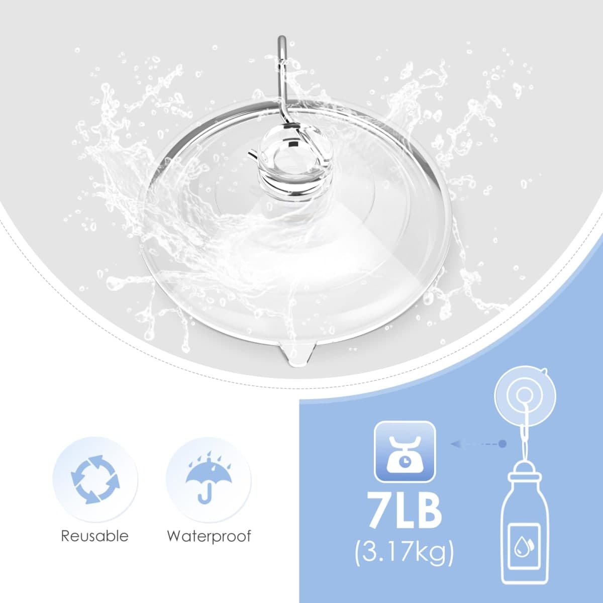 Hangerspace Suction Cup Hooks, 2.5 Inches Clear Suction Cups with Metal Hooks Large Suction Cup for Kitchen Bathroom Shower Wall Window Door - 8 Pack thumbnail 4