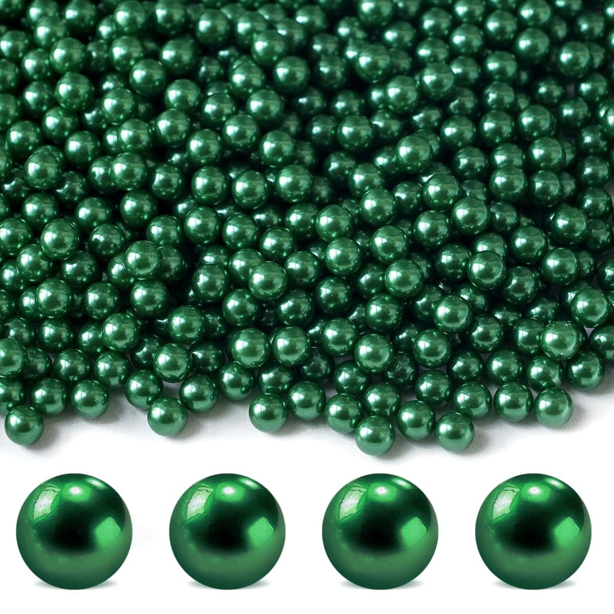 Cusmation 600Pcs Green Vase Filler No Hole Pearl Beads, 10mm Art Faux Pearls for Crafting, Vase Filler for Centerpieces Wedding Party Decoration, Home Table Decor, DIY Crafts — image 1
