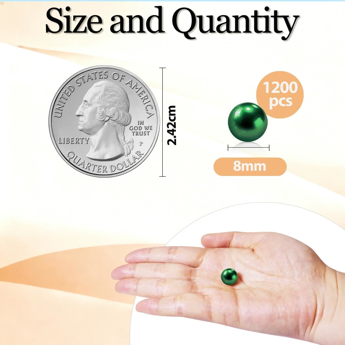 Cusmation 600Pcs Green Vase Filler No Hole Pearl Beads, 10mm Art Faux Pearls for Crafting, Vase Filler for Centerpieces Wedding Party Decoration, Home Table Decor, DIY Crafts thumbnail 2