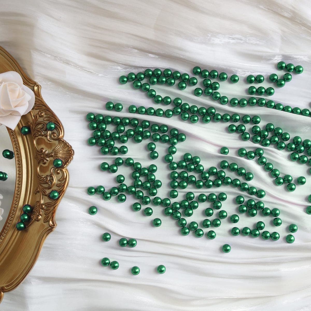 Cusmation 600Pcs Green Vase Filler No Hole Pearl Beads, 10mm Art Faux Pearls for Crafting, Vase Filler for Centerpieces Wedding Party Decoration, Home Table Decor, DIY Crafts thumbnail 3