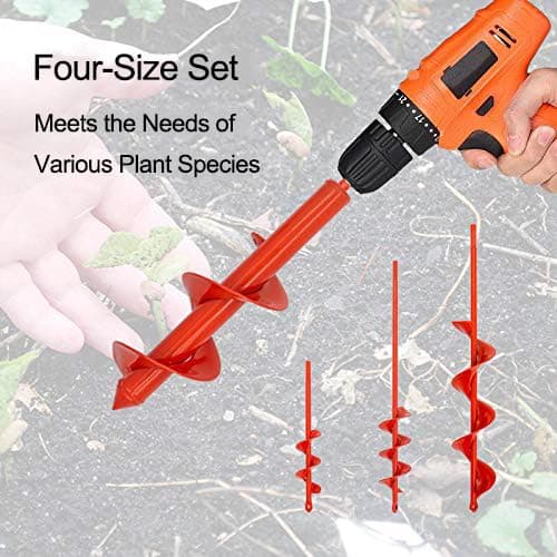 MAXCCINO Auger Drill Bit for Planting Set of 4, Garden Ground Earth Spiral Drill Bit for 3/8" Hex Drive Drill, for Post Hole Digger Bulb Bedding Digging Plant Rapid Planter thumbnail 3