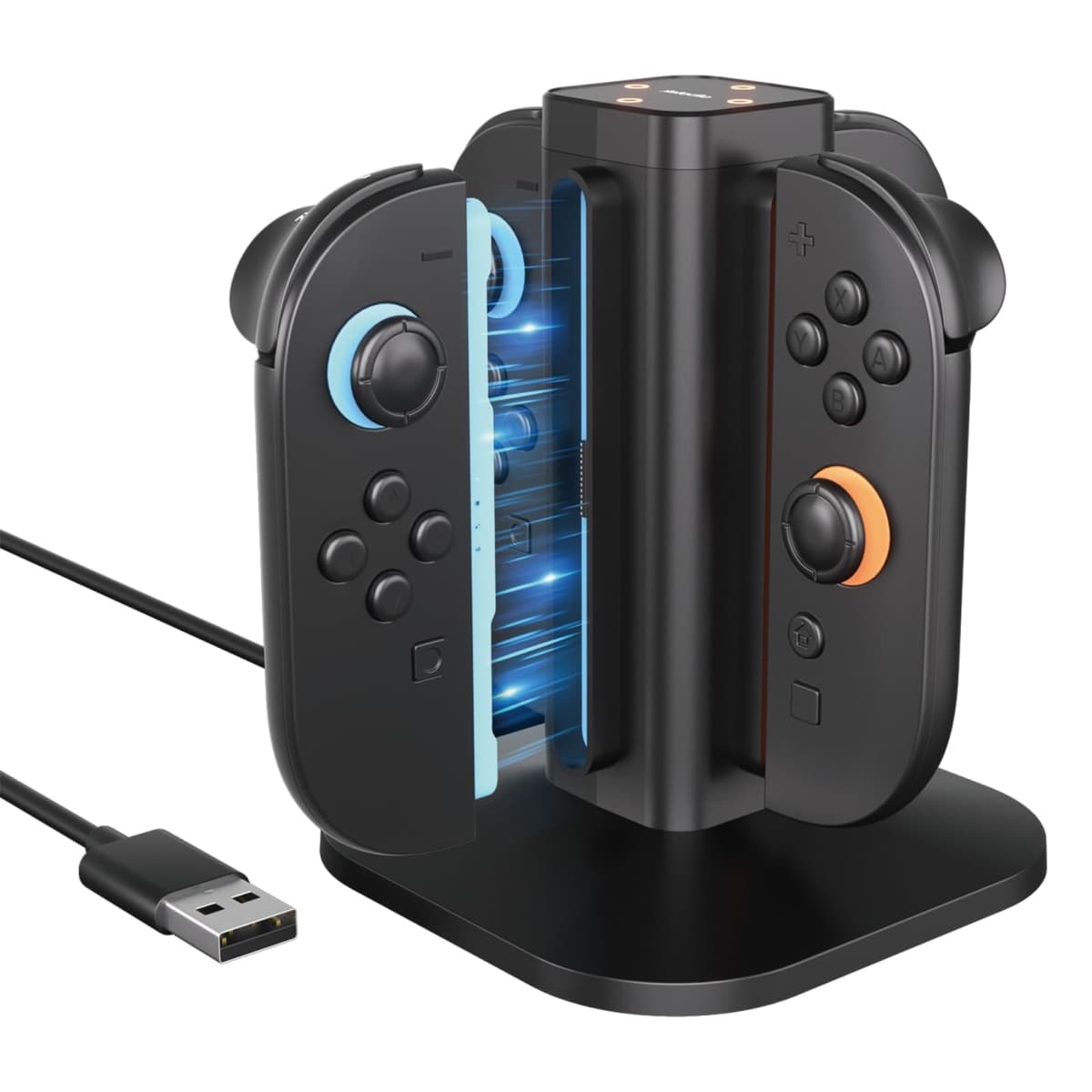 afbptek Switch 2 Joy Con Charging Station, LED Indicator, 4 Joycon Controller Charger Dock, USB Powered for Nintendo Switch 2 Joy-con L/R, Black thumbnail 5