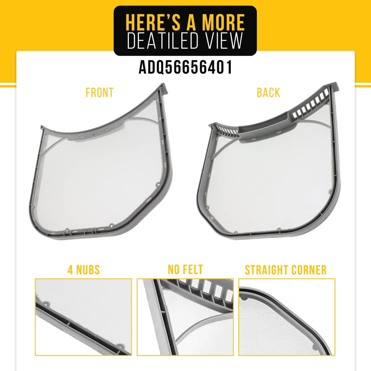 PartsBroz ADQ56656401 Dryer Lint Filter Screen for LG Dryer Lint Filter Replacement, Kenmore Lint Trap Replacement Elite Clothes Dryer Vent Part ADQ566564 PS3531962 DLE3500W DLE3170W DLE3600W DLE3400W thumbnail 3
