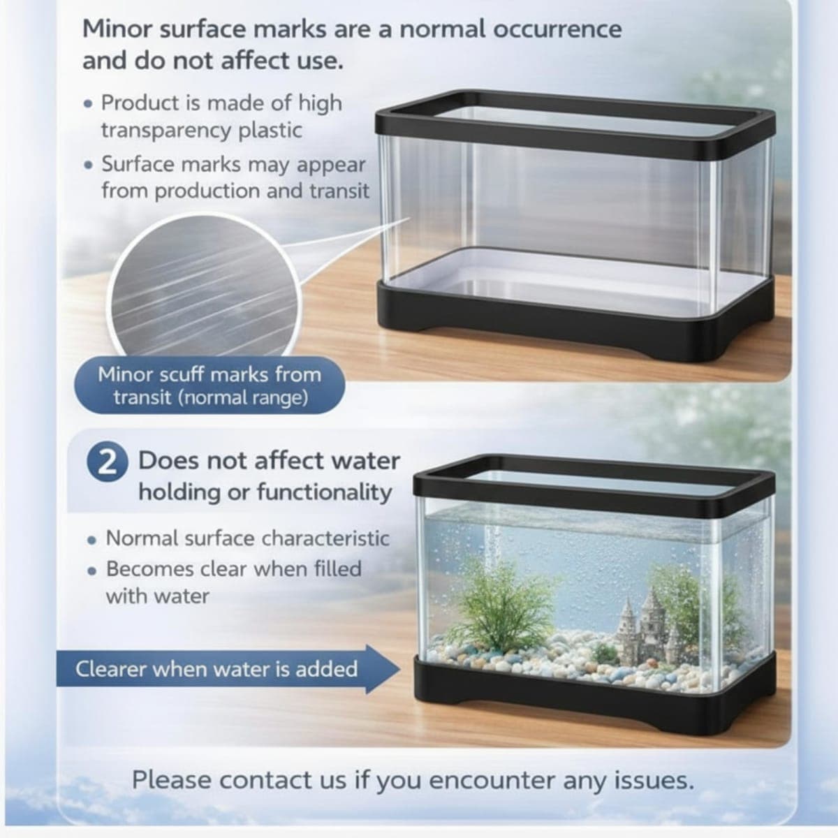 Geelin 2 Gallon Plastic Rectangular Fish Tank, Aquarium for Betta Fish Reptiles Succulents Flower Centerpiece, Shatterproof with Clear Clarity for Home Office Desktop Decors thumbnail 4
