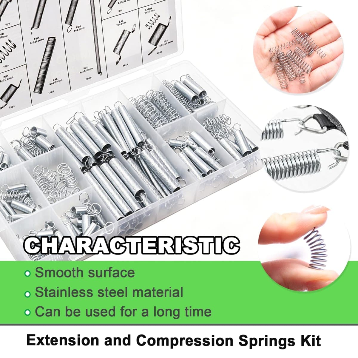 Ruibapa 200PCS Spring Assortment Kit Zinc Plated Extension and Compression Springs Kit with 20 Different Sizes for Home Repairs & DIY thumbnail 3