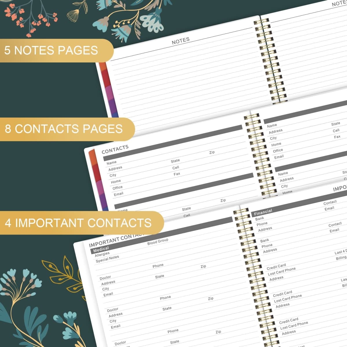 2026-2027 Monthly Planner - Planner 2026-2027, Monthly Calendar 26-27, Jul. 2026 - Dec. 2027, 9" x 11", 18 Month with Colourful Tabs & Pocket, Flexible Cover, Twin-Wire Binding, Thick Paper - Green thumbnail 4
