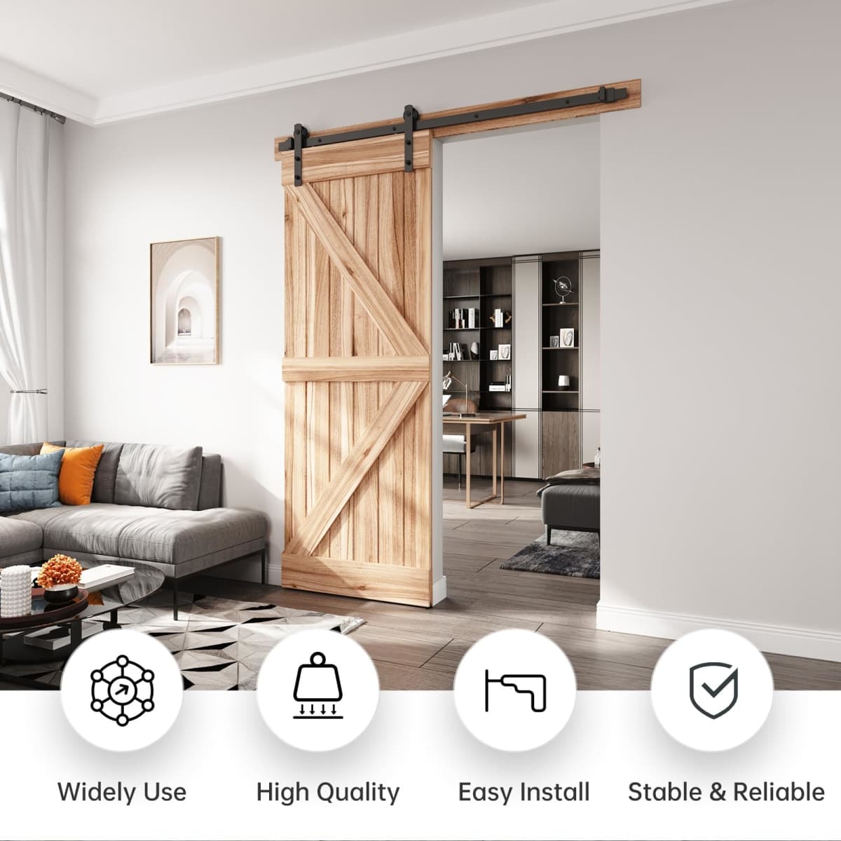 EaseLife 4 FT Sliding Barn Door Hardware Track Kit,Smoothly Quietly,Easy Install (4FT Track Kit for 24" Wide Single Door) thumbnail 2