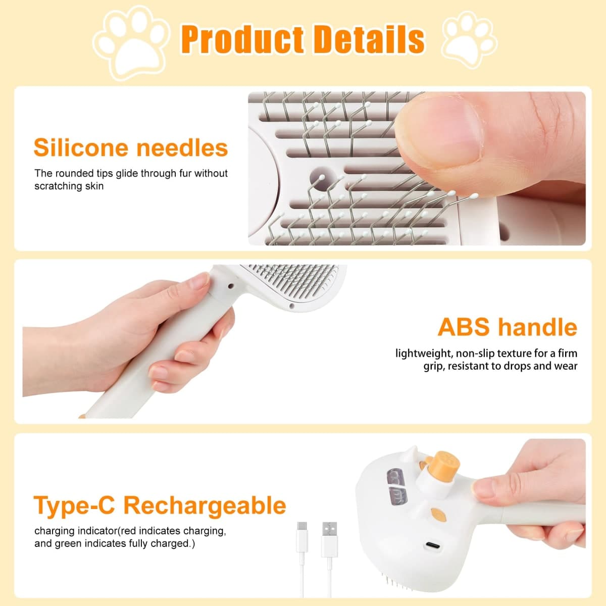 JAWADE 2026 New Upgrade 3-in-1 Pet Steam Brush - Dog Brush for Shedding & Cat Brushes for Indoor Cats - Skin-Friendly, Self-Cleaning Grooming Brush for Dogs & Cats - Hair Removal Tool thumbnail 3