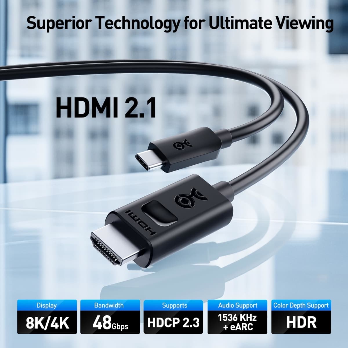 USB-C® to 8K HDMI® Cable in Black - 4.5m / 15ft thumbnail 2
