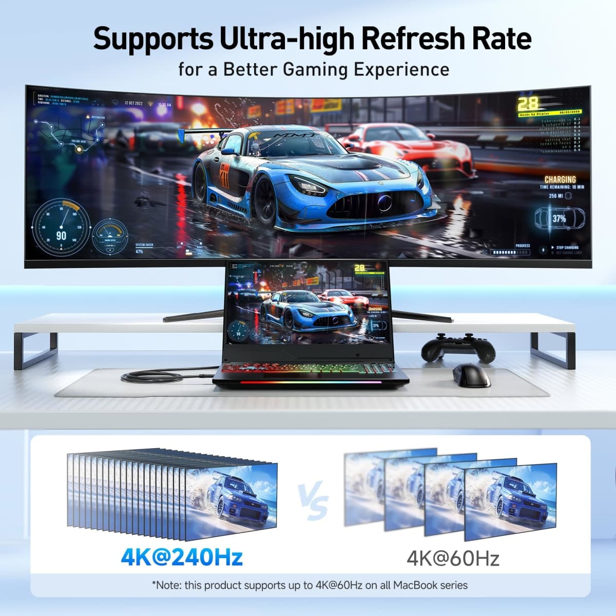USB-C® to 8K HDMI® Cable in Black - 4.5m / 15ft thumbnail 4