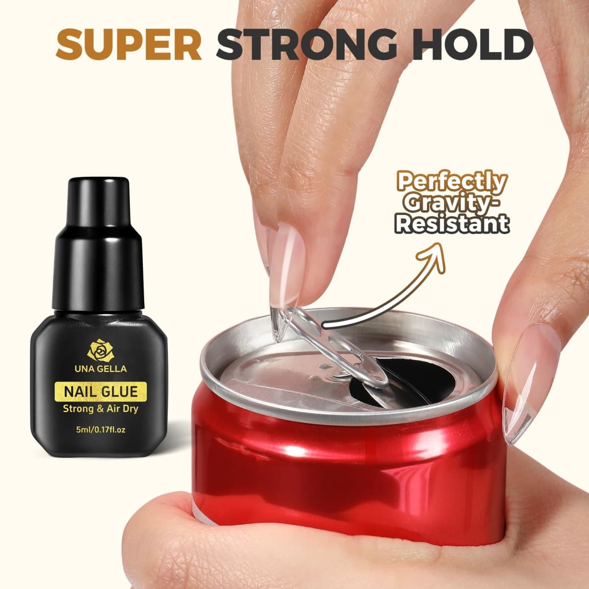 UNA GELLA Fast Drying Super Strong Nail Glue for Press Ons(5ML 3PCS) Acrylic Nails Tips No U/V Light Needed Press On Nail Glue Salon Quality Professional Nails G Lue Home DIY with Opener, Drip Use thumbnail 3