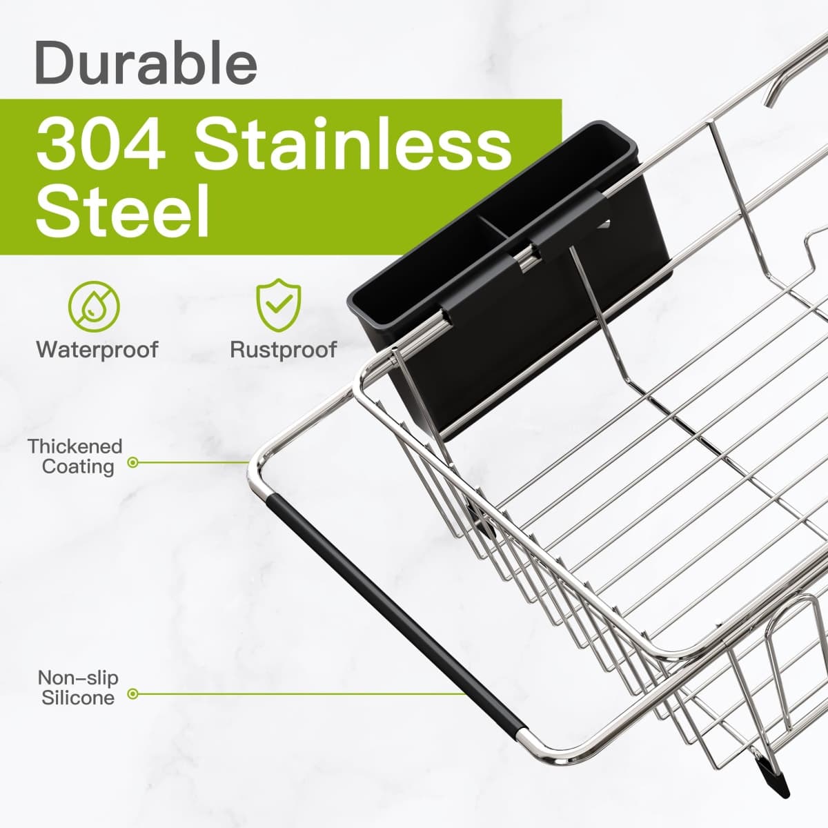 JASIWAY Dish Drying Rack in Sink, Expandable Stainless Steel Dish Drainers for Kitchen Counter, Dish Dryer Rack for Inside Sink, Over The Sink Dish Racks with Utensil Holder thumbnail 5