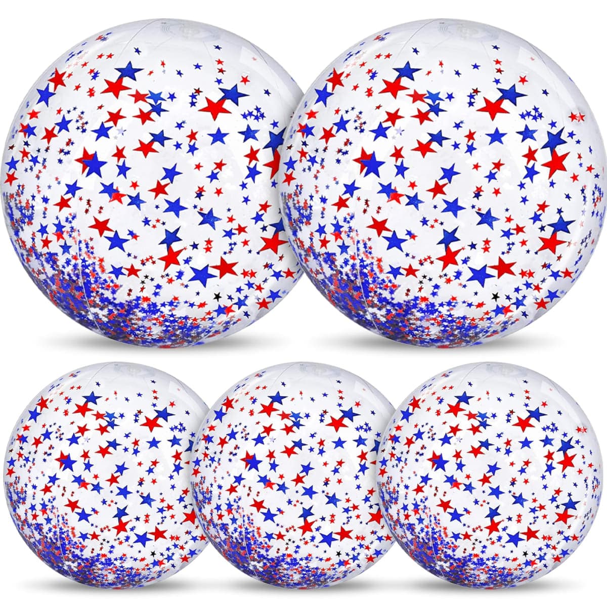 TURNMEON 5 Pack Sequins Beach Ball 24 Inch 16 Inch Jumbo Pool Toys Balls Giant Confetti Glitters Inflatable Clear Beach Ball Swimming Pool Water Beach Toys Outdoor Summer Party Favors for Kids Adults — image 1
