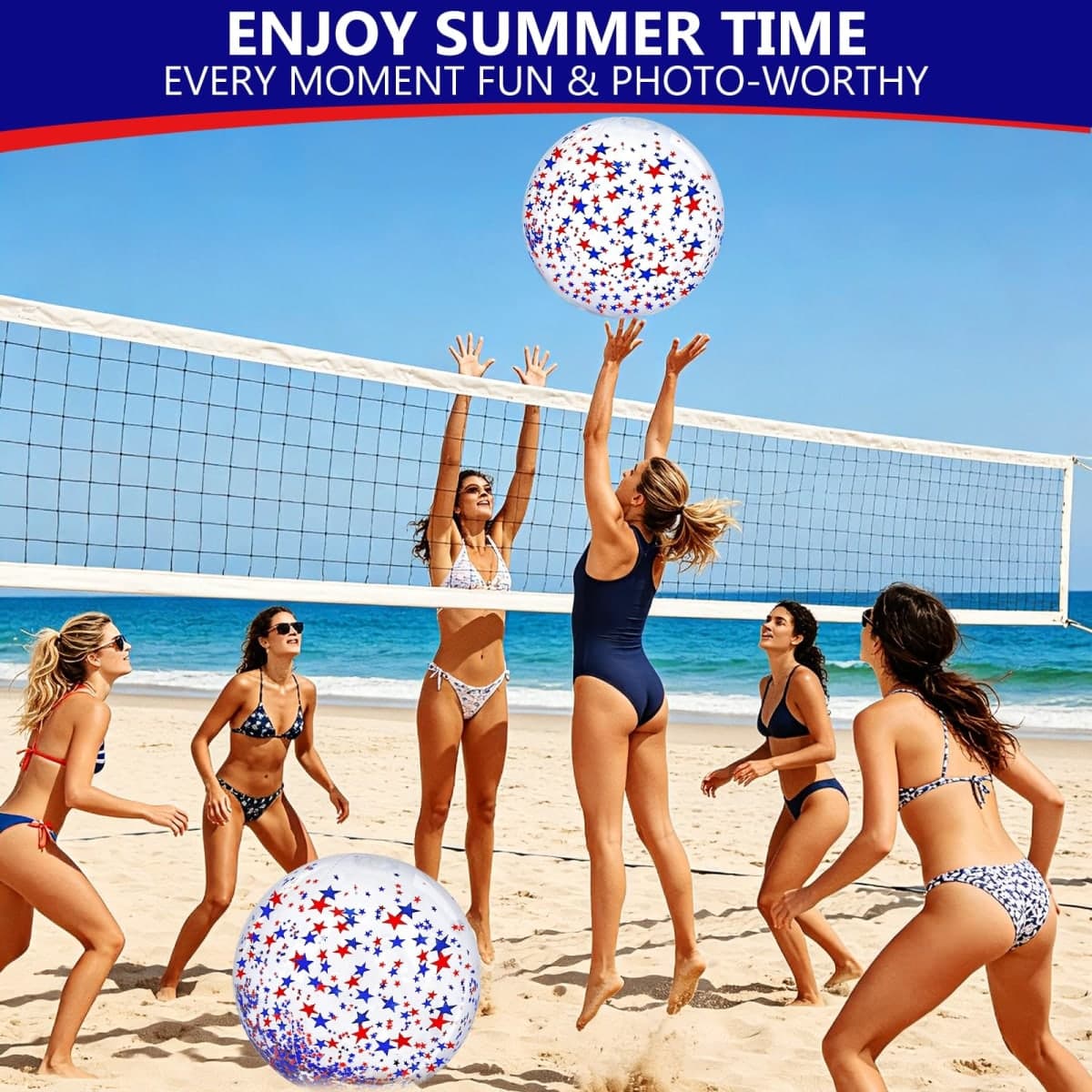TURNMEON 5 Pack Sequins Beach Ball 24 Inch 16 Inch Jumbo Pool Toys Balls Giant Confetti Glitters Inflatable Clear Beach Ball Swimming Pool Water Beach Toys Outdoor Summer Party Favors for Kids Adults thumbnail 3