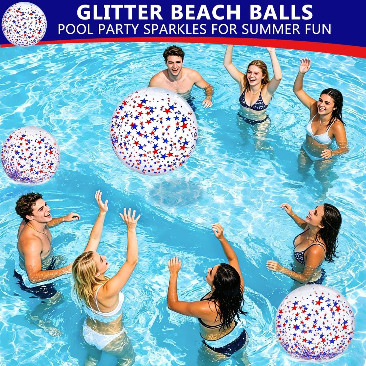 TURNMEON 5 Pack Sequins Beach Ball 24 Inch 16 Inch Jumbo Pool Toys Balls Giant Confetti Glitters Inflatable Clear Beach Ball Swimming Pool Water Beach Toys Outdoor Summer Party Favors for Kids Adults thumbnail 4