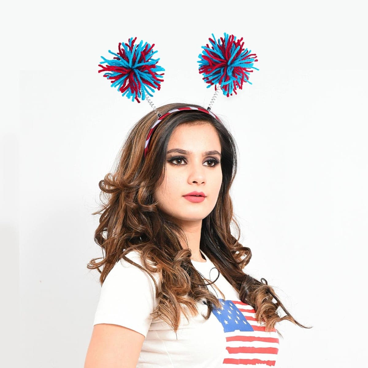Doneace 4th of July Headband Patriotic Pom Pom Headband Blue Red White Design Ribbon Head Bopper Hair Hoop Independence Day Hair Accessories Cute Fluffy Ball Hair Band for Women Girls Kids 1Pcs… thumbnail 3