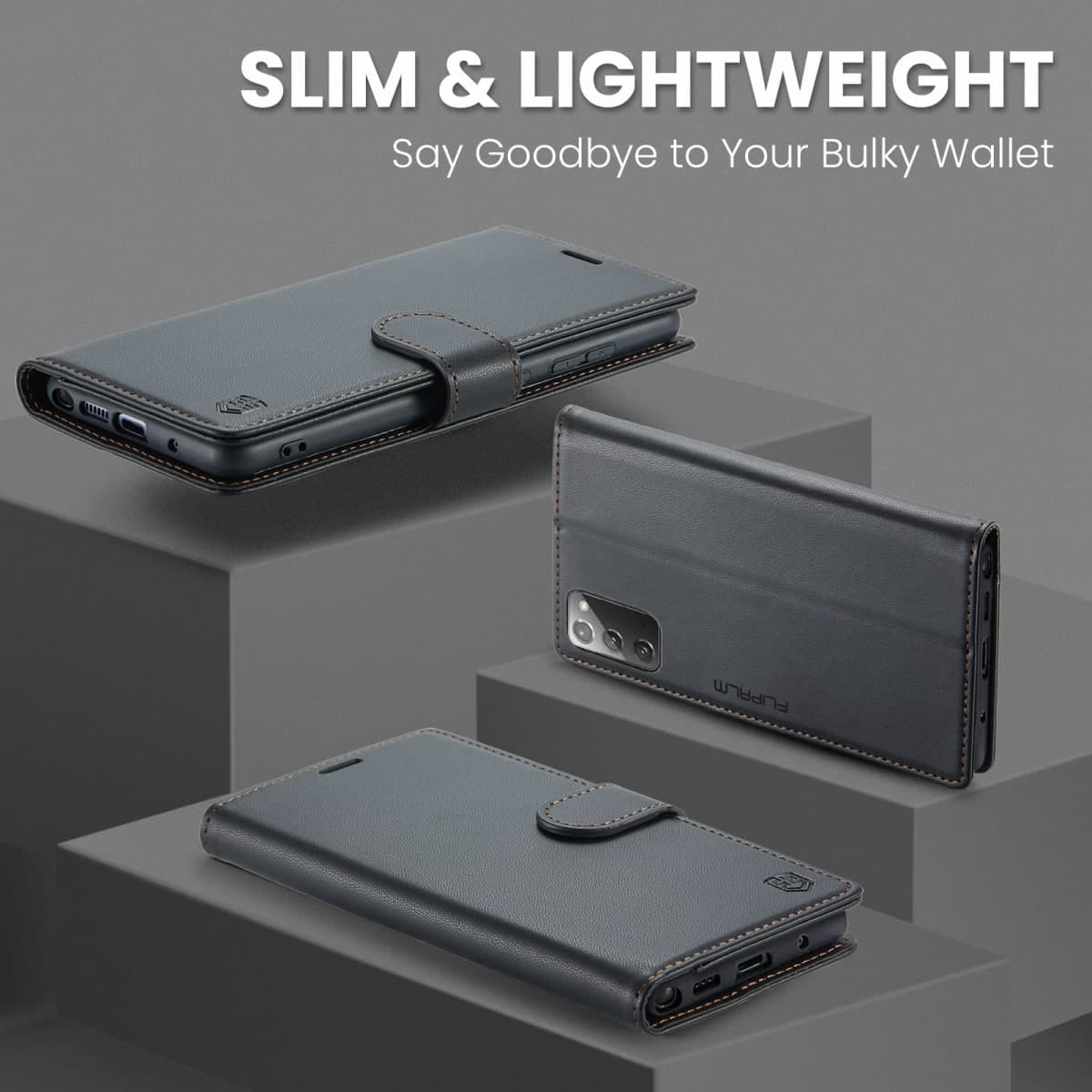 FLIPALM Wallet Case for Samsung Galaxy Note 20 5G, RFID Blocking Credit Card Holder, PU Leather Folio Flip Kickstand Protective Shockproof Cover for Galaxy Note 20 (Black) thumbnail 3