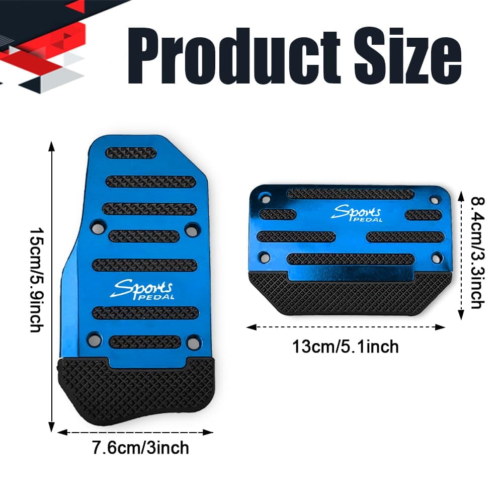PACLVIO 2PCS Non-Slip Car Pedal Covers, Premium Aluminum Alloy Gas and Brake Pedals Covers for Safe Driving, Automatic Transmission Pedal Covers Replacement Kit, Universal Car Accessories for Most Car thumbnail 2