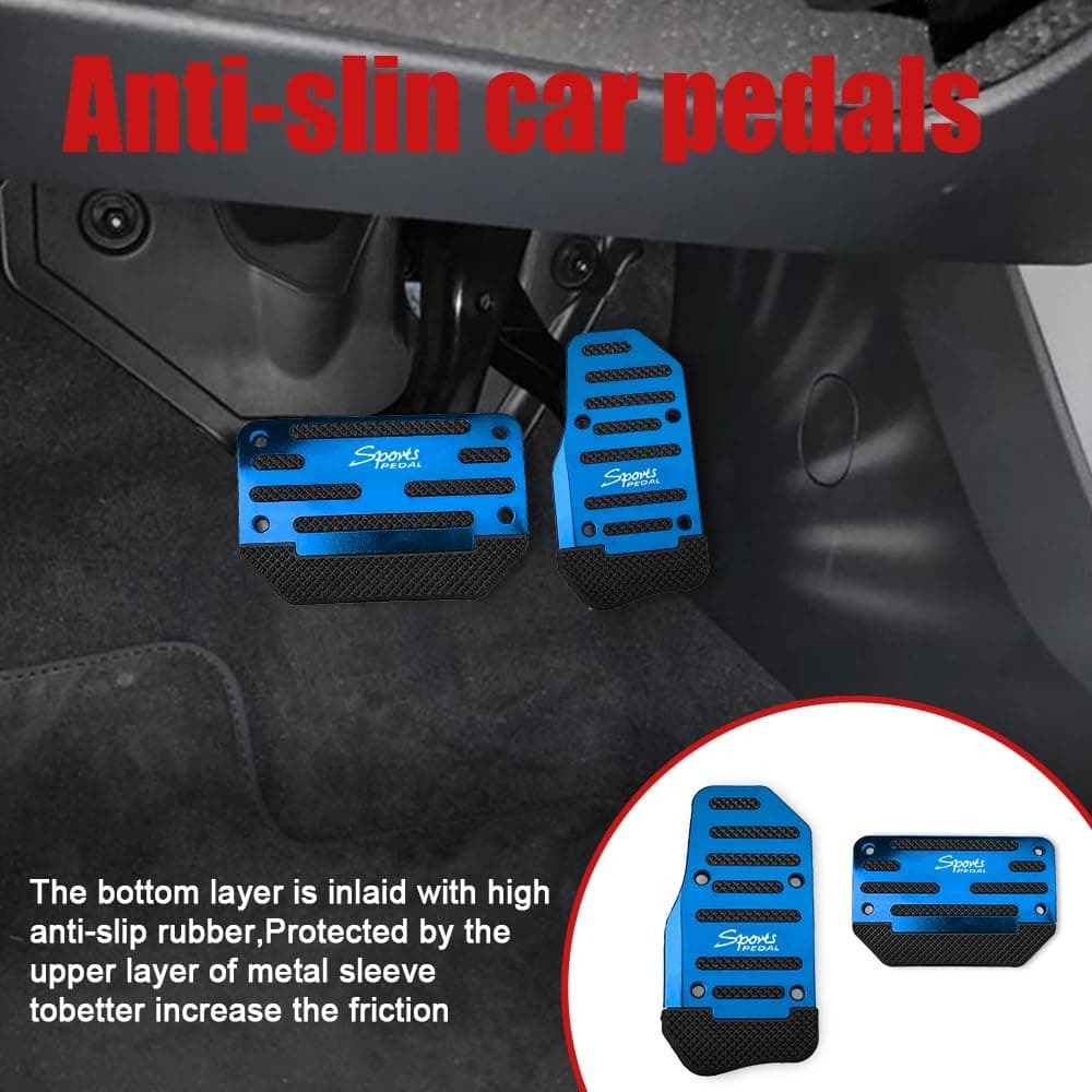 PACLVIO 2PCS Non-Slip Car Pedal Covers, Premium Aluminum Alloy Gas and Brake Pedals Covers for Safe Driving, Automatic Transmission Pedal Covers Replacement Kit, Universal Car Accessories for Most Car thumbnail 4