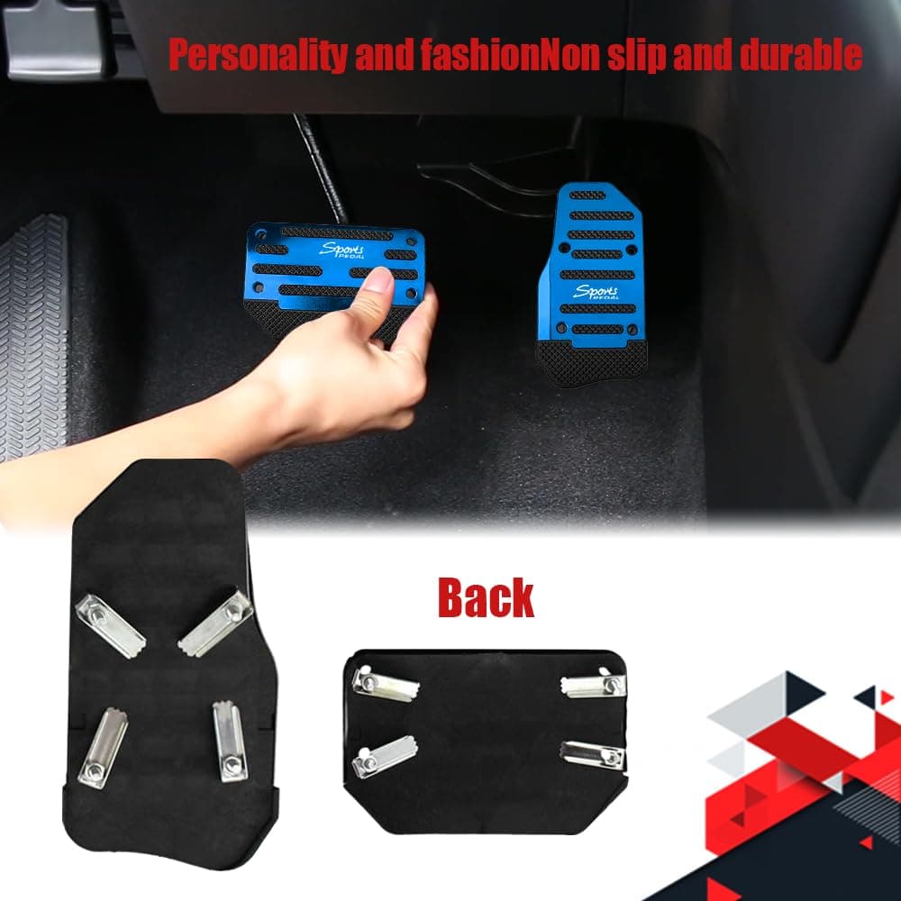 PACLVIO 2PCS Non-Slip Car Pedal Covers, Premium Aluminum Alloy Gas and Brake Pedals Covers for Safe Driving, Automatic Transmission Pedal Covers Replacement Kit, Universal Car Accessories for Most Car thumbnail 5