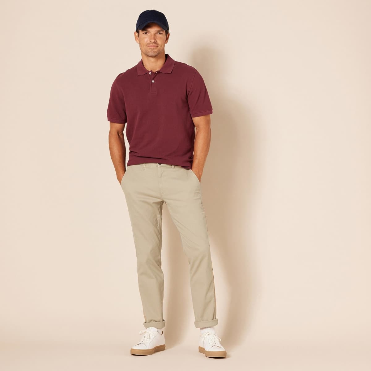Amazon Essentials Men's Slim-Fit Casual Stretch, Khaki, 28W x 30L thumbnail 3
