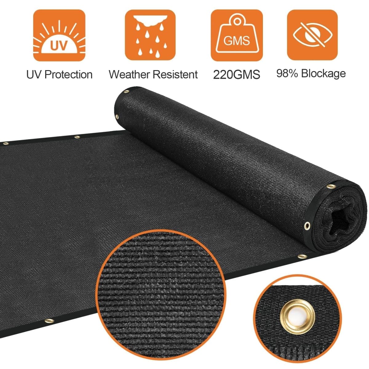 Privacy Fence Screen,with Gloves, 4X50FT Heavy Duty 220GSM 98% Blockage Privacy Screen Fence for Outdoor Wall Garden Yard Backyard (Black) thumbnail 2