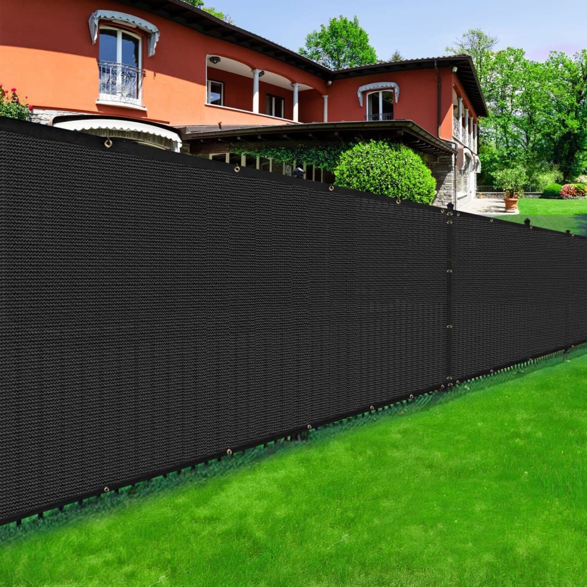 Privacy Fence Screen,with Gloves, 4X50FT Heavy Duty 220GSM 98% Blockage Privacy Screen Fence for Outdoor Wall Garden Yard Backyard (Black) thumbnail 5