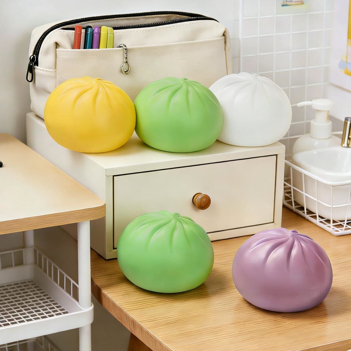 Dumplings Squishy Stress Balls Fidget Sensory Toy Mystery Dumplings Squishy Soft Squeeze Decompression Dough for Adults thumbnail 3