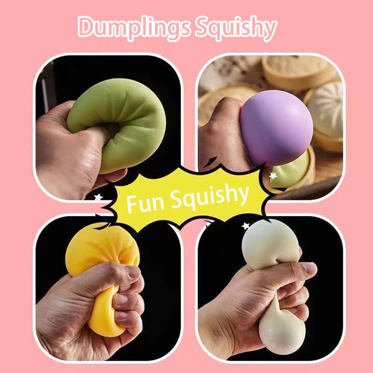 Dumplings Squishy Stress Balls Fidget Sensory Toy Mystery Dumplings Squishy Soft Squeeze Decompression Dough for Adults thumbnail 5