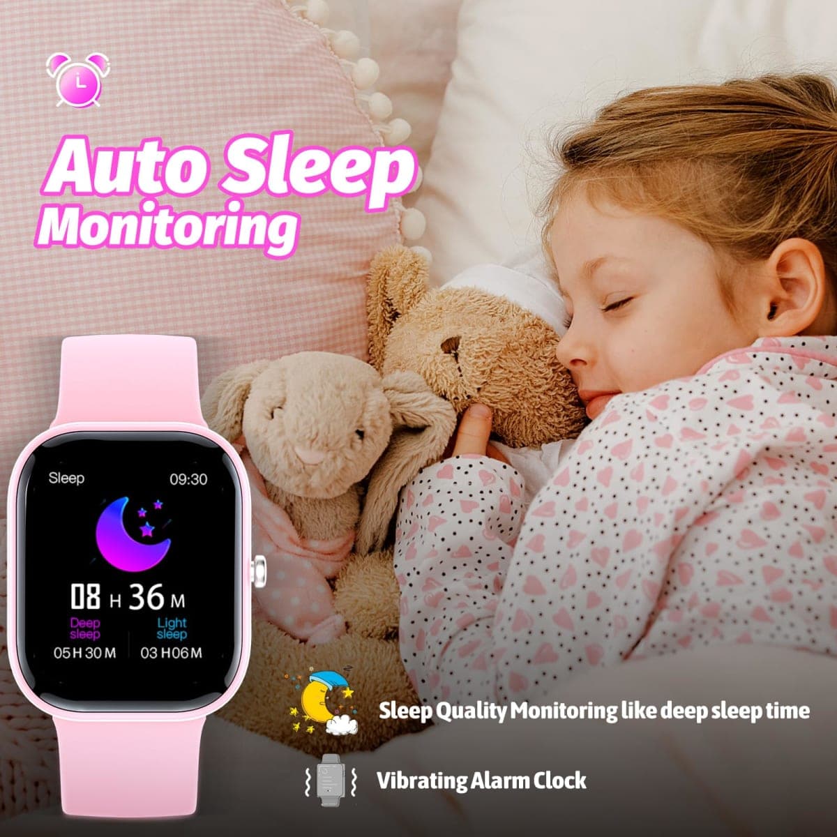 Nyonio Kids Watch with Fitness Tracker No Phone/APP Needed,19 Sport Mode,1.5" DIY Dial,IP68 Waterproof,Sleep Monitor,Pedometers,Heart Rate,Great Birthday Gift for Boys Girls Teens 6-14 (Pink) thumbnail 5