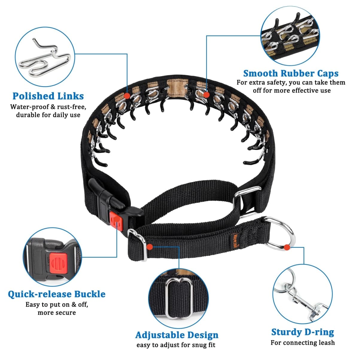 Mayerzon Dog Collar, Patented Martingale No Pull Collar for Small Medium Large Dogs with Buckle for Walking Training, Hidden Design, Adjustable(S, Black) thumbnail 3