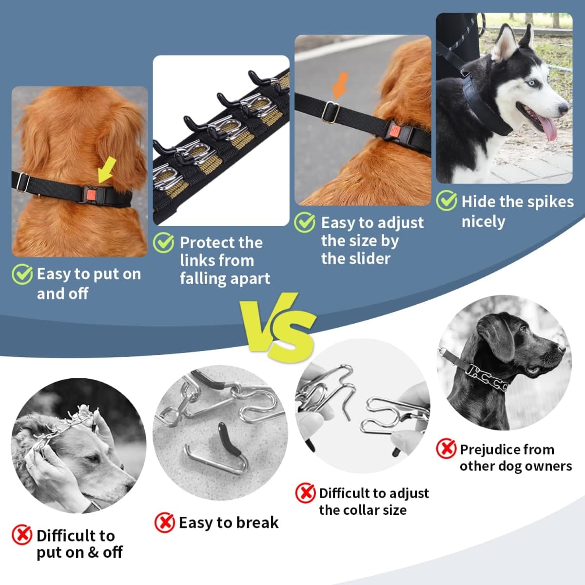 Mayerzon Dog Collar, Patented Martingale No Pull Collar for Small Medium Large Dogs with Buckle for Walking Training, Hidden Design, Adjustable(S, Black) thumbnail 5