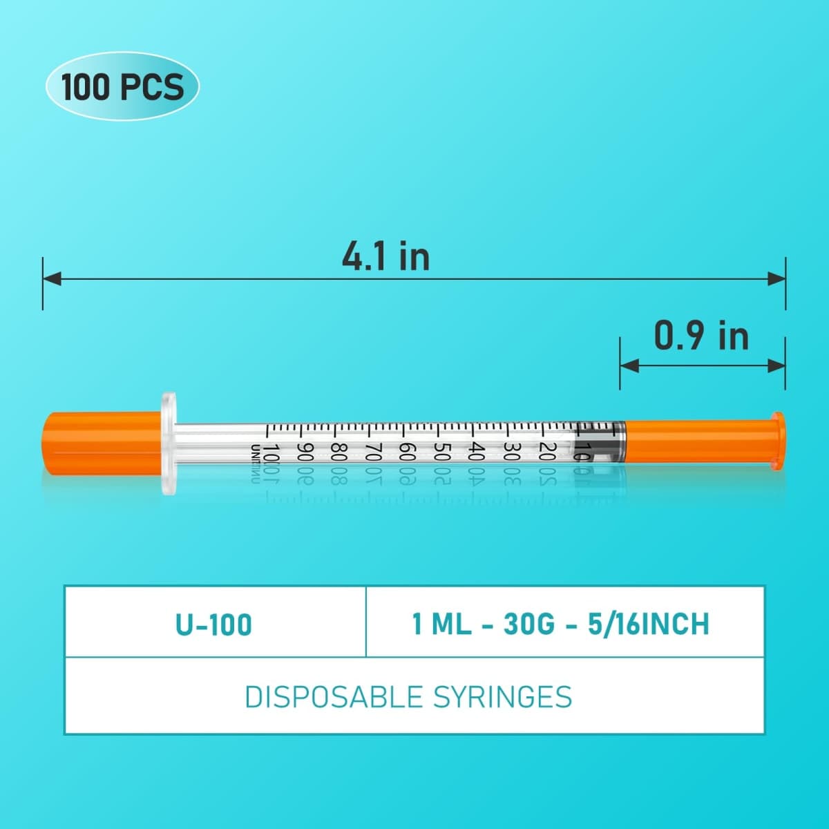 Jeringa, 1ml 30G 5/16" (8mm) Syring, Pack of 100 thumbnail 5