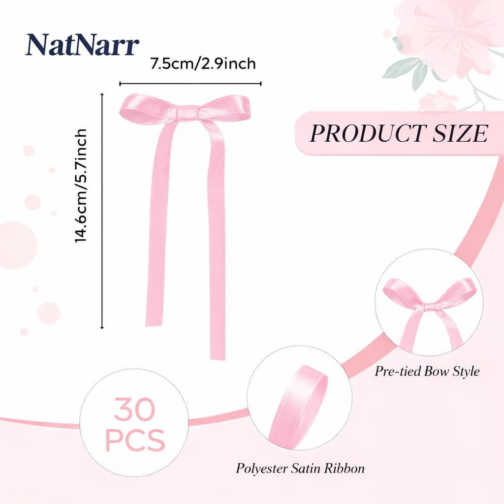 30 Pack Bow Cake Toppers Pink Ribbons Bows for Cake Coquette Themed Bow Cupcake Toppers Pink Bow Birthday Decorations for Baby Shower, Birthday, Wedding, Bachelorette, Mothers Day Decorations thumbnail 5