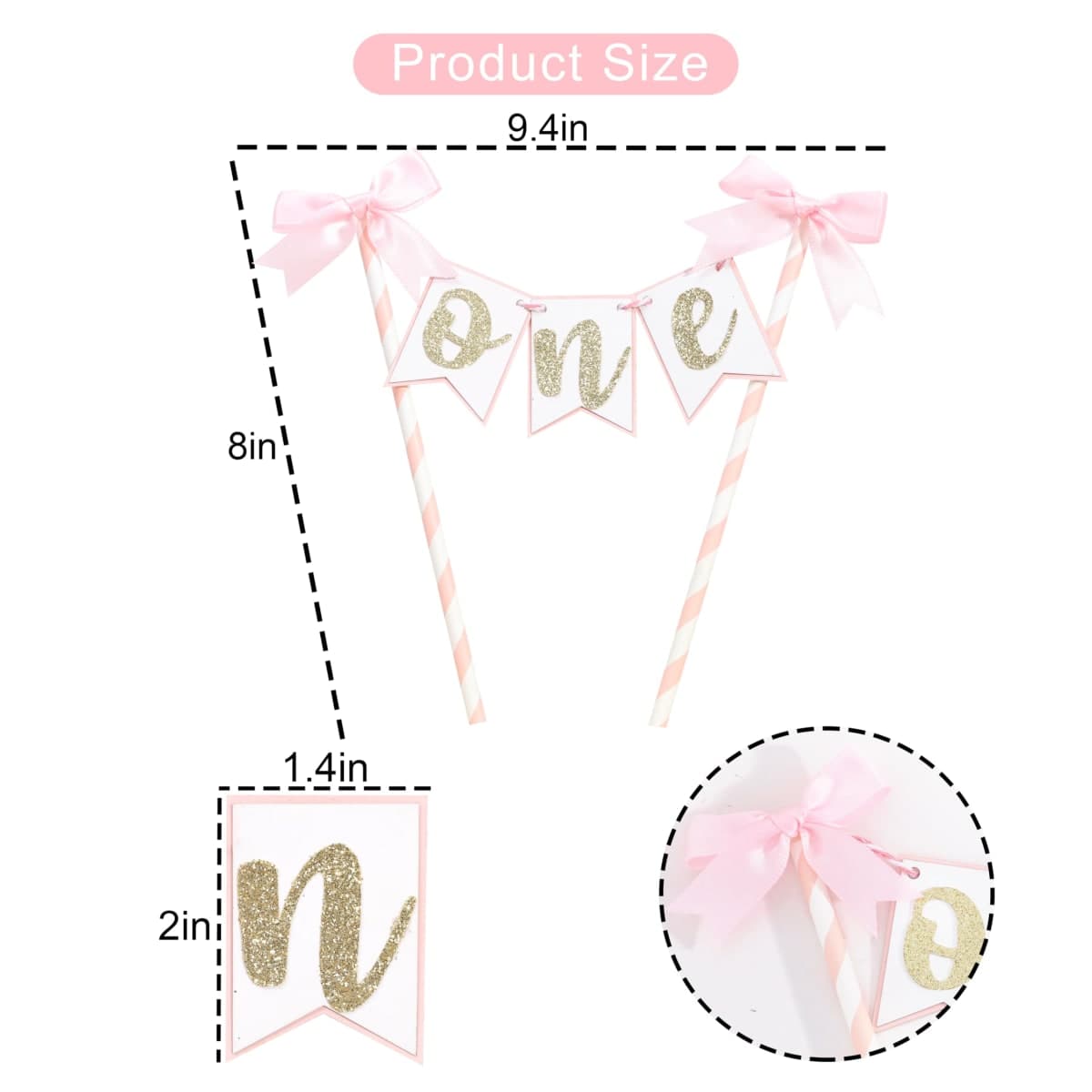Pink Bow Ribbon Cake Topper - Bow Birthday Cake Topper,Coquette Themed Party Supplies,She's Tying The Knot,Bow 1st Birthday Cake Smash thumbnail 2