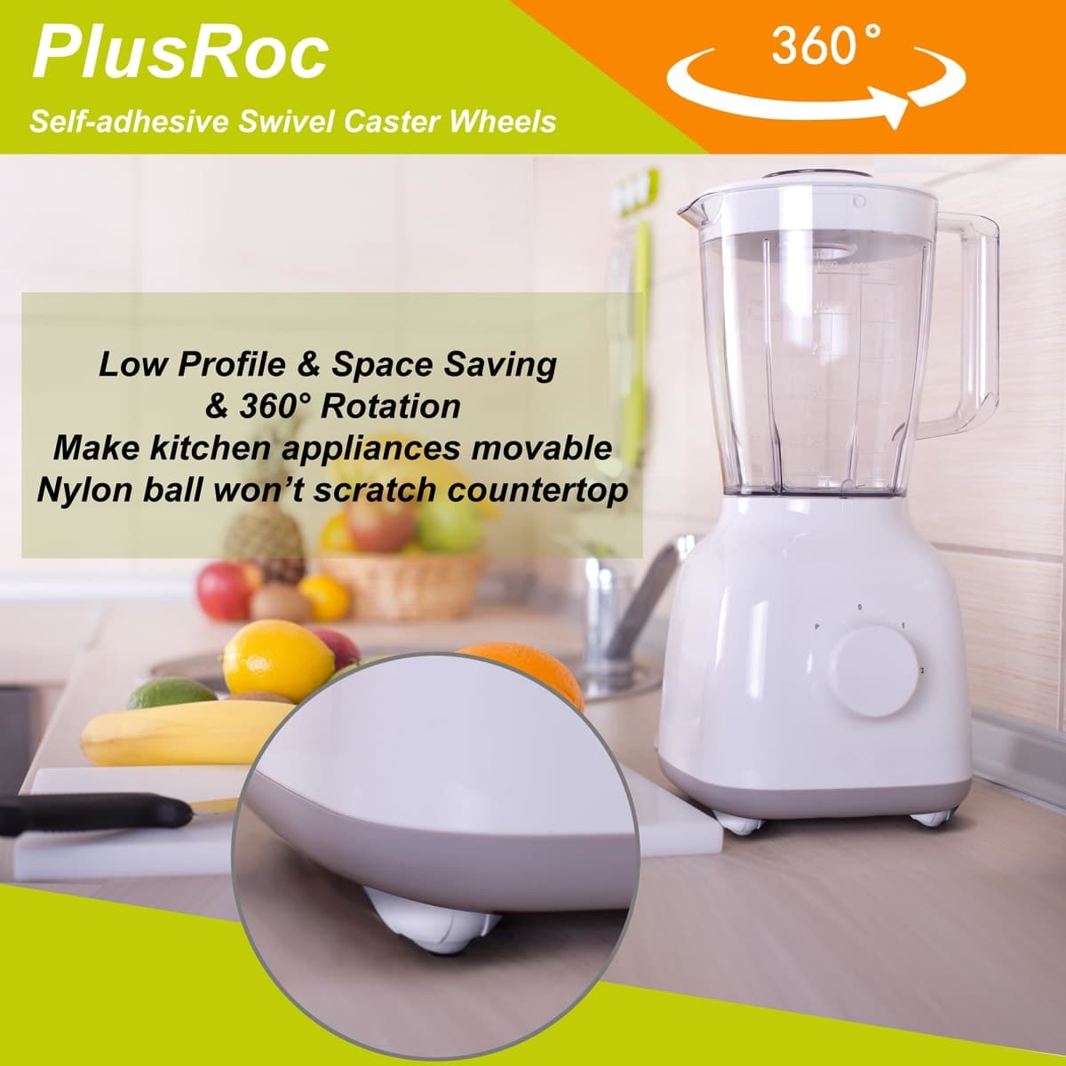 PlusRoc 4 Pack 1 Inch Self Adhesive Paste Caster Wheels for Furniture Bucket, Load Capacity 28LBS Per Wheel, Low Profile Swivel Wheels for Small Appliance Storage Bins thumbnail 4